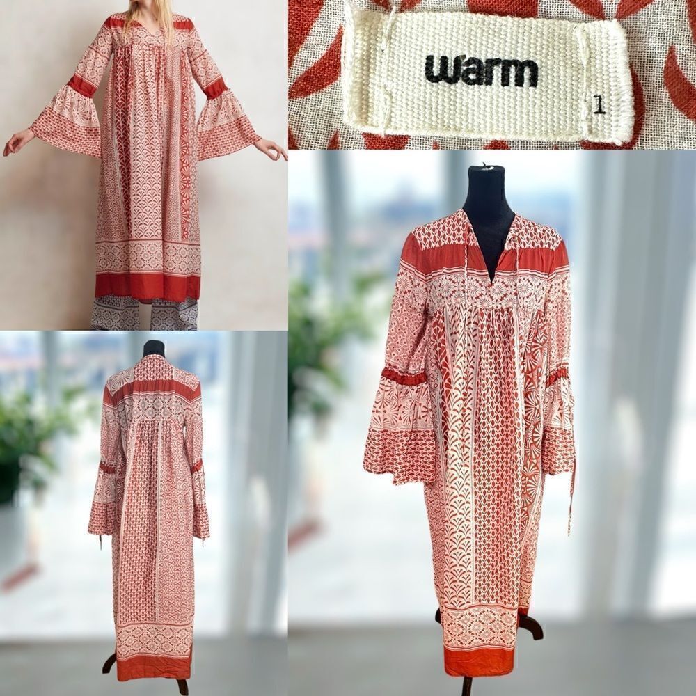 WARM NY 2017 Runway Bell Flare Sleeve Bohemian dress Size Small